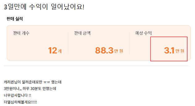 3일 만에 수익 인증
